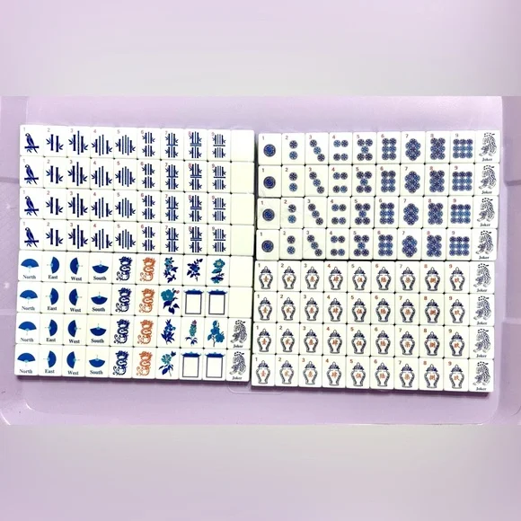 American Mahjong Tile Set Blue Chinoiserie - Picture 4 of 5